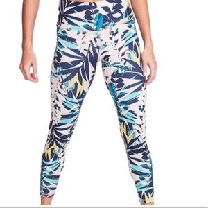 OLD NAVY Palm Floral Leggings With Elastic Waist Pink Girls Size  8Y